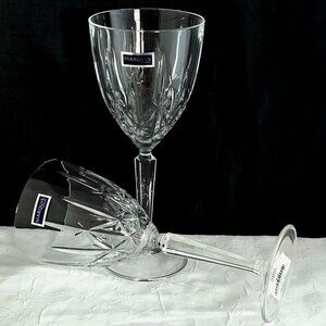 2 Waterford Sparkle Wine Glasses 8.2" Marquis fine Crystal toasting goblets vtg